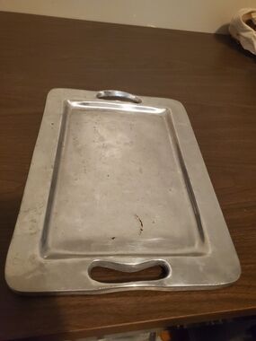Pottery Barn Aluminum Rectangular Serving Tray - Silver Finish